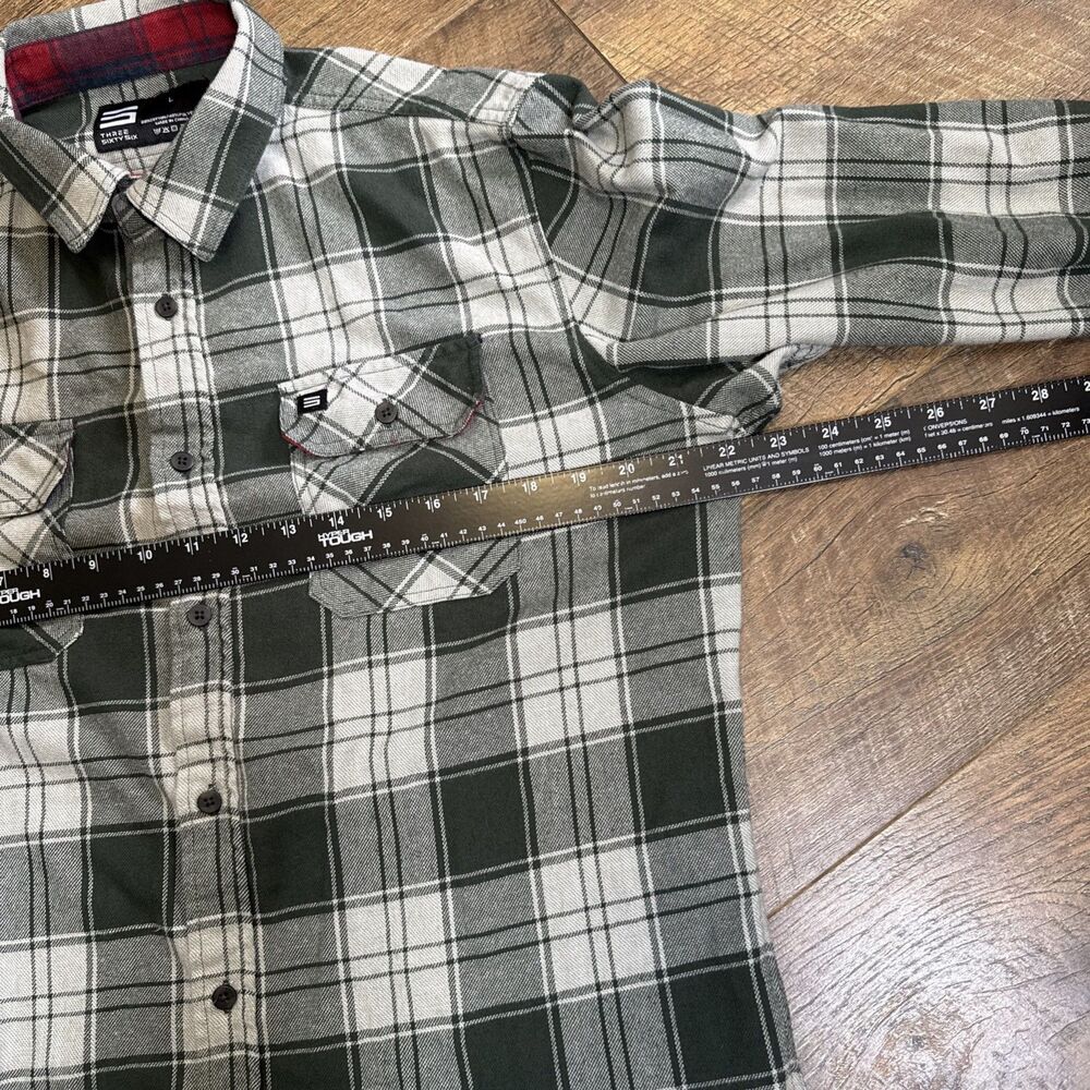 Three Sixty Six Flannel Men’s Sz L Button Up Plaid Long Sleeve Outdoors Hiking - Picture 3 of 5